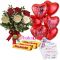 send 6 pcs roses in vase, 6 pcs balloon with chocolates to dhaka