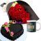 24 red roses bouquet and decorated mug with cake to dhaka