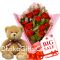 Send to12 Red Roses in Bouquet With Cute Teddy Bear to bangladesh