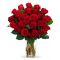 send two dozen red roses arranged in a glass vase to dhaka in bangladesh